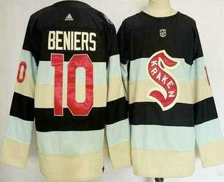 Men%27s Seattle Kraken #10 Matthew Beniers Navy 2024 Winter Classic Jersey